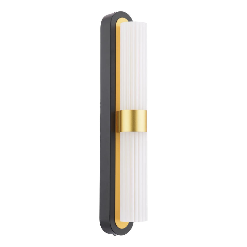 Dar Lighting Hessel 2 Light Wall Light Matt Black and Satin Gold LED • HES0954