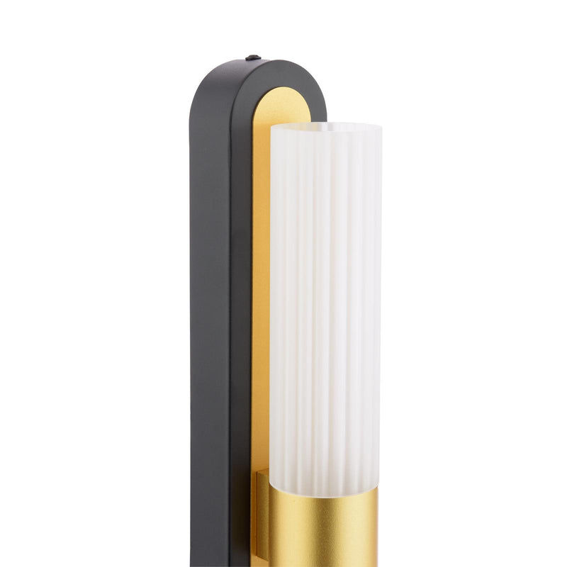 Dar Lighting Hessel 2 Light Wall Light Matt Black and Satin Gold LED • HES0954