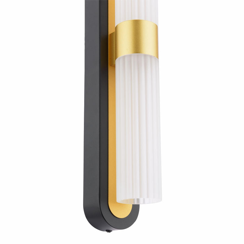 Dar Lighting Hessel 2 Light Wall Light Matt Black and Satin Gold LED • HES0954