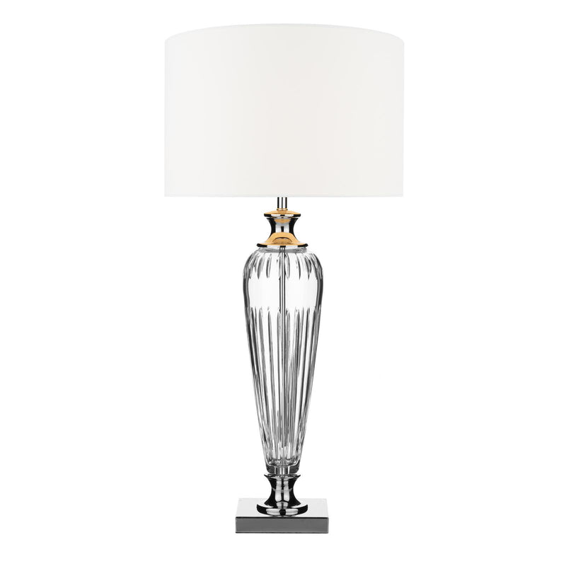 Dar Lighting Hinton Table Lamp Polished Chrome Crystal With Shade • HIN4208