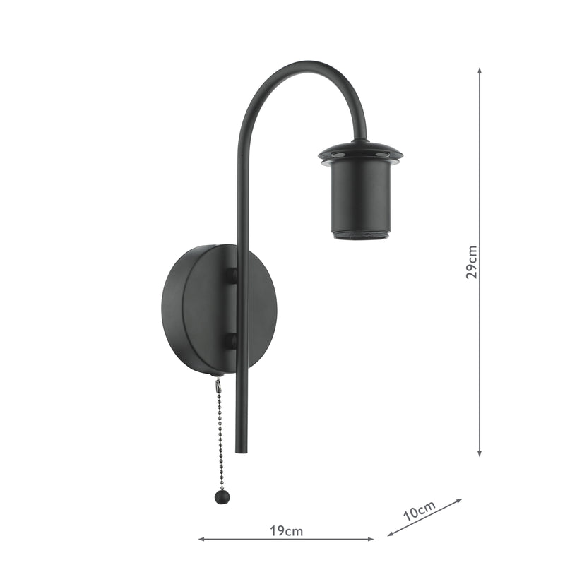 Dar Lighting Idra Wall Light Satin Black Bracket Only • IDR0722-F