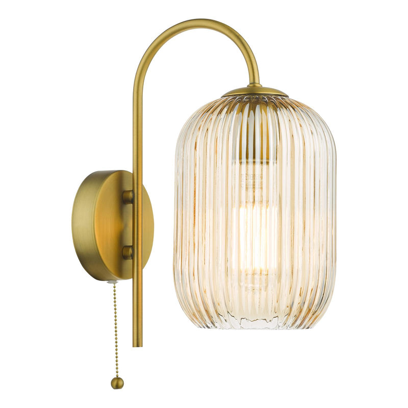 Dar Lighting Idra Wall Light Aged Bronze and Champagne Ribbed Glass • IDR0763-SAW6506