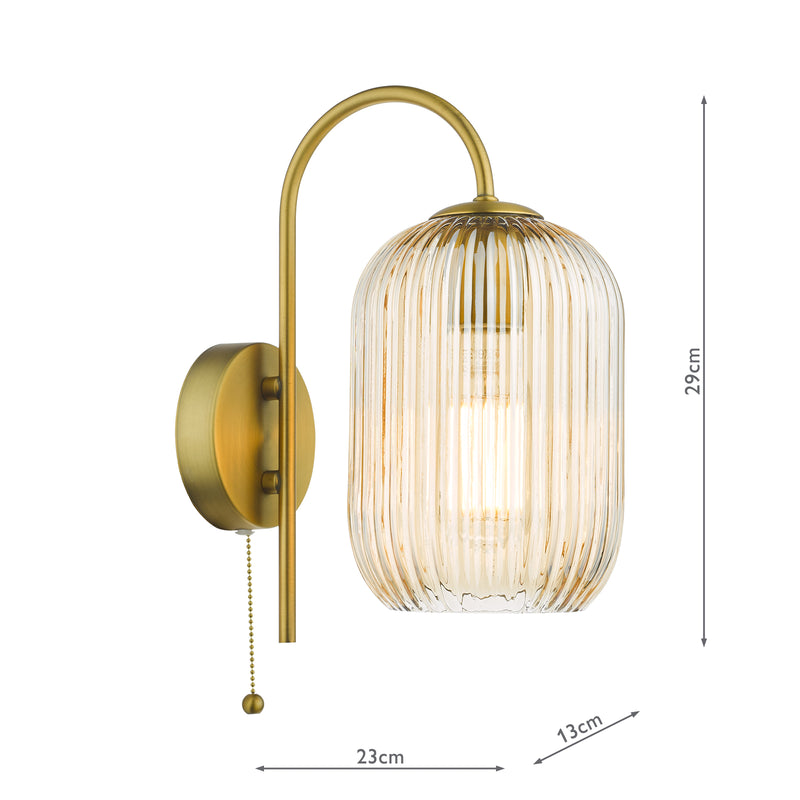Dar Lighting Idra Wall Light Aged Bronze and Champagne Ribbed Glass • IDR0763-SAW6506