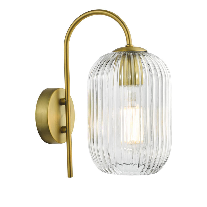 Dar Lighting Idra Wall Light Aged Bronze and Clear Ribbed Glass • IDR0763-SAW6508