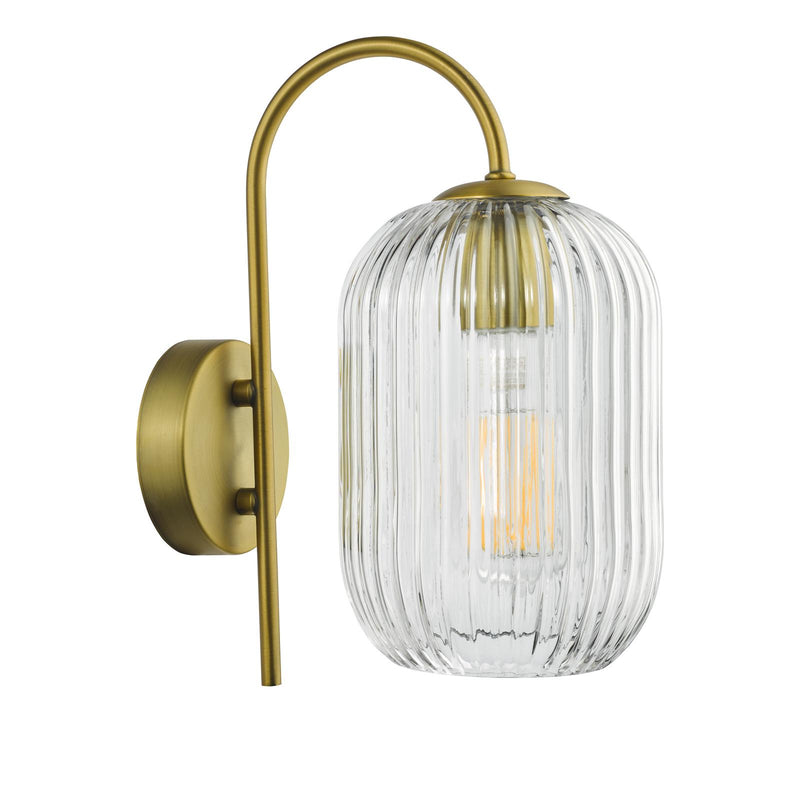 Dar Lighting Idra Wall Light Aged Bronze and Clear Ribbed Glass • IDR0763-SAW6508