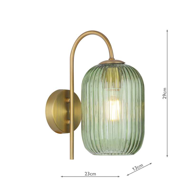 Dar Lighting Idra Wall Light Aged Bronze and Green Ribbed Glass • IDR0763-SAW6524