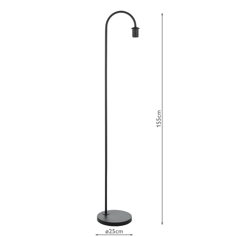 Dar Lighting Idra Floor Lamp Satin Black Base Only • IDR4922-F