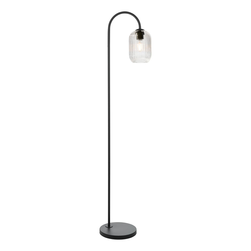 Dar Lighting Idra Floor Lamp Matt Black and Ribbed Glass • IDR4922-SAW6508