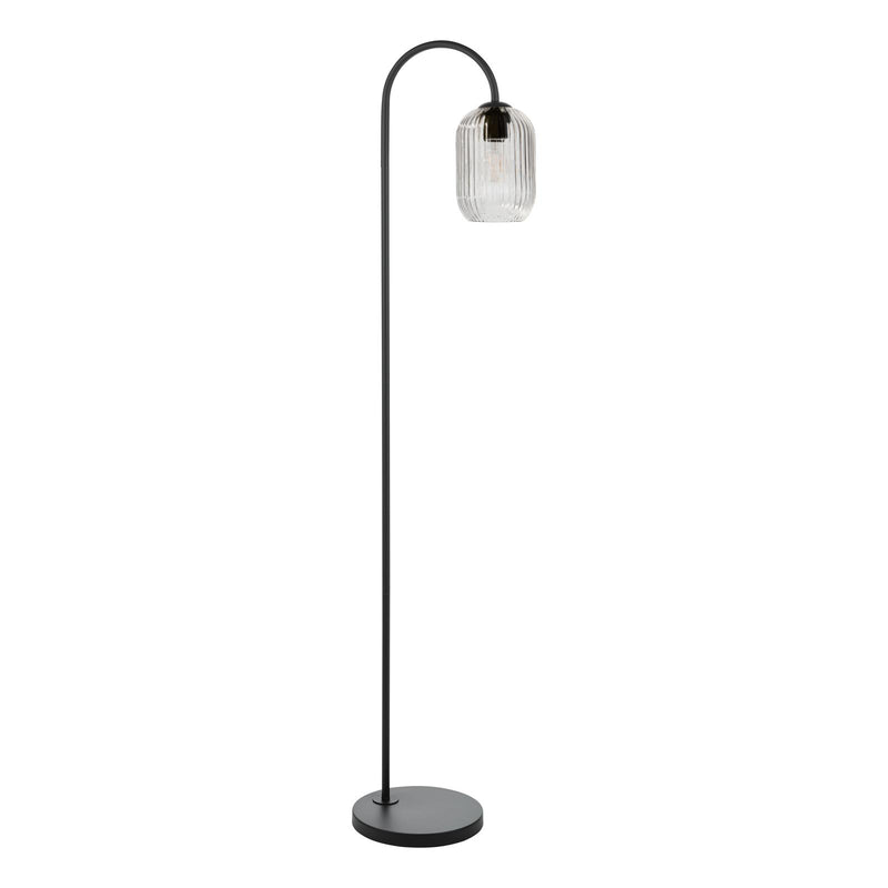 Dar Lighting Idra Floor Lamp Matt Black and Ribbed Glass • IDR4922-SAW6508