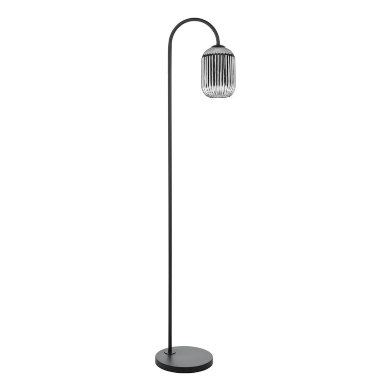 Dar Lighting Idra Floor Lamp Matt Black and Smoked Ribbed Glass • IDR4922-SAW6510
