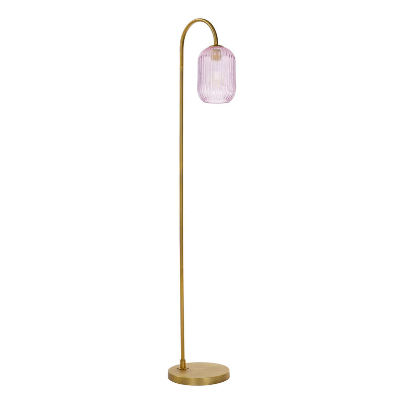 Dar Lighting Idra Floor Lamp Aged Bronze and Pink Ribbed Glass • IDR4963-SAW6503