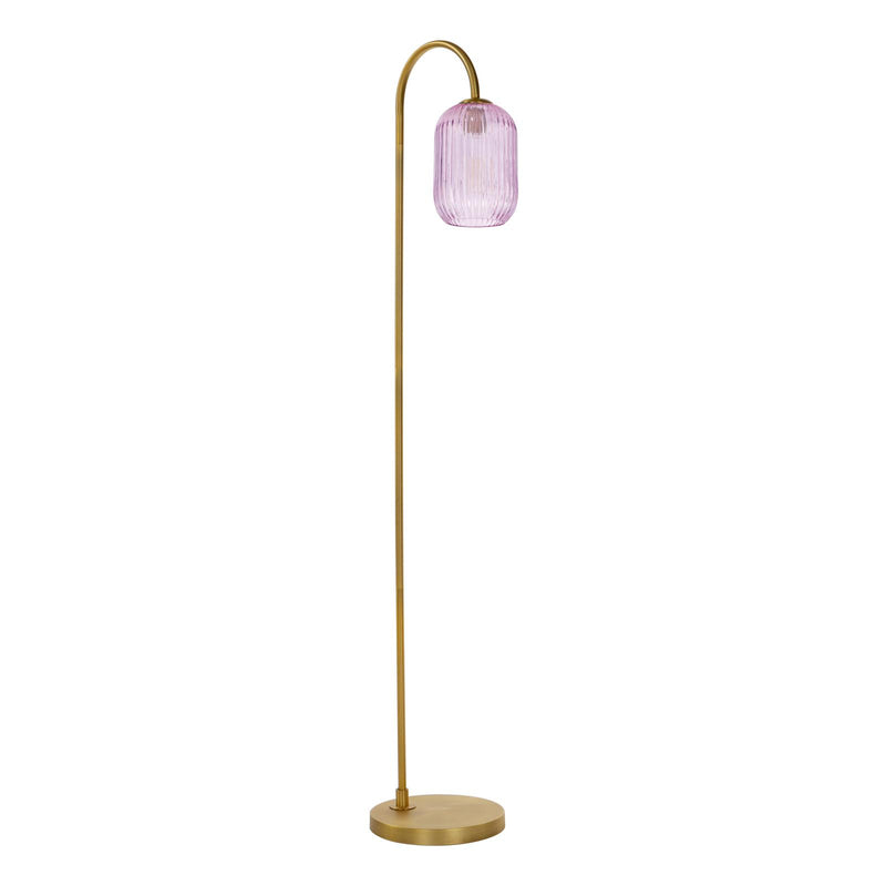 Dar Lighting Idra Floor Lamp Aged Bronze and Pink Ribbed Glass • IDR4963-SAW6503