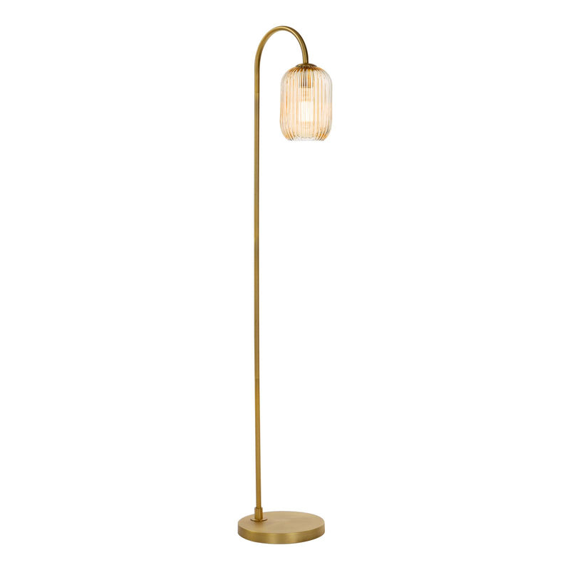 Dar Lighting Idra Floor Lamp Aged Bronze and Champagne Ribbed Glass • IDR4963-SAW6506