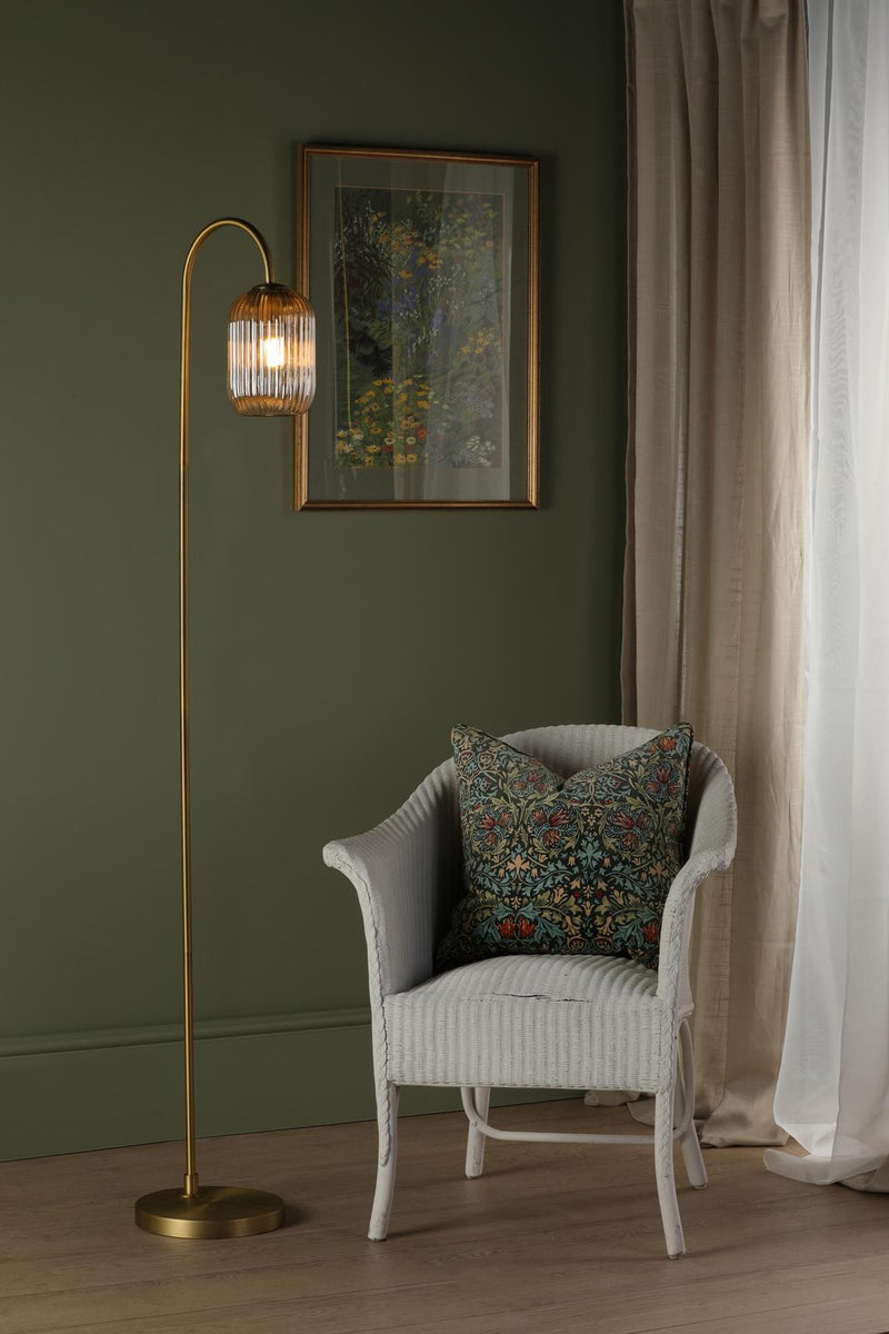 Dar Lighting Idra Floor Lamp Aged Bronze and Champagne Ribbed Glass • IDR4963-SAW6506