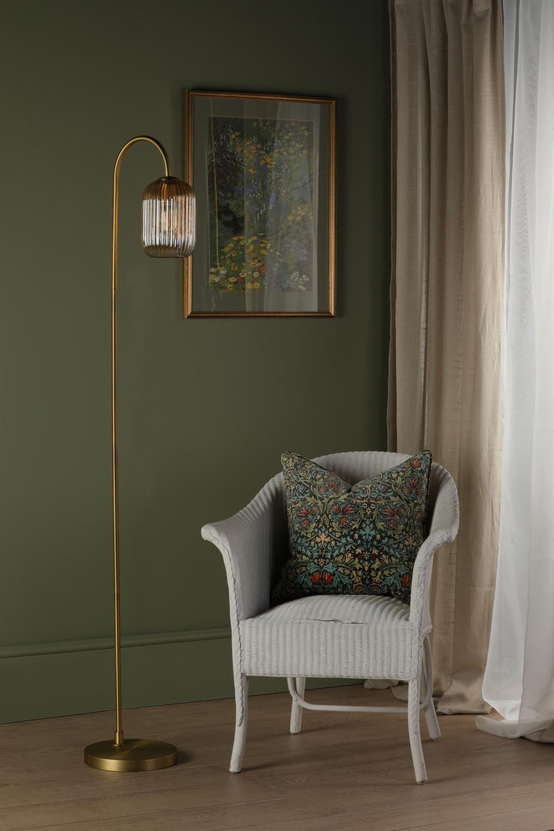 Dar Lighting Idra Floor Lamp Aged Bronze and Champagne Ribbed Glass • IDR4963-SAW6506