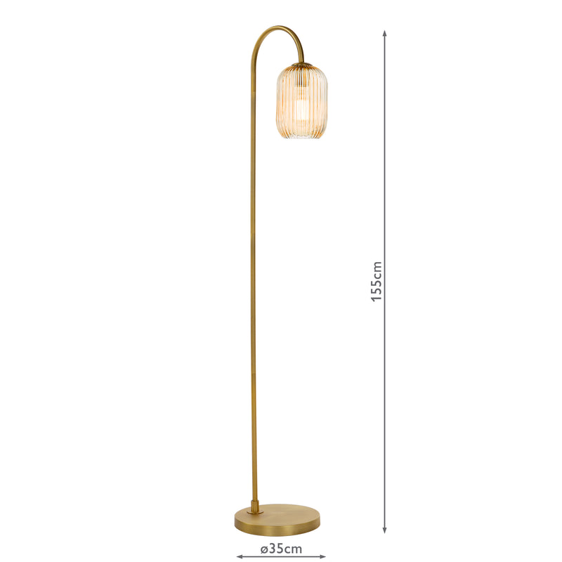 Dar Lighting Idra Floor Lamp Aged Bronze and Champagne Ribbed Glass • IDR4963-SAW6506