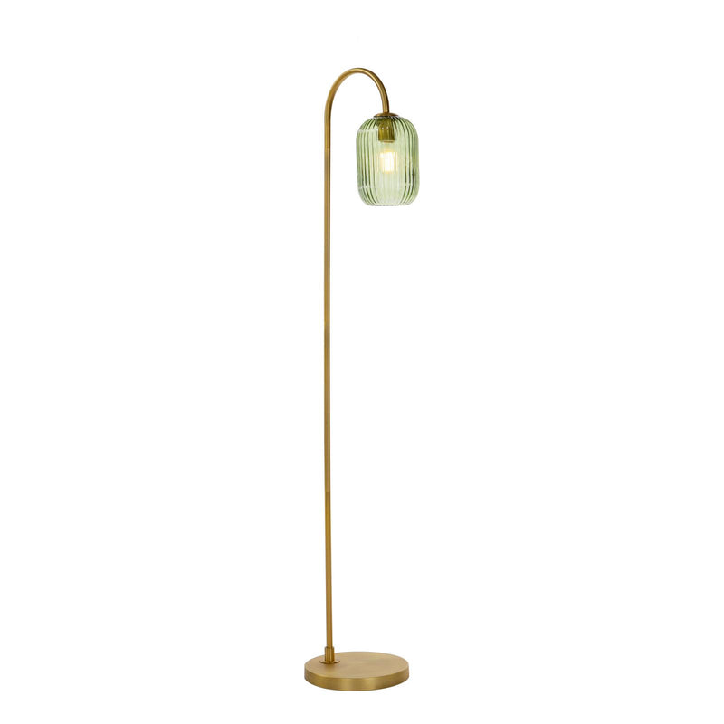 Dar Lighting Idra Floor Lamp Aged Bronze and Green Ribbed Glass • IDR4963-SAW6524