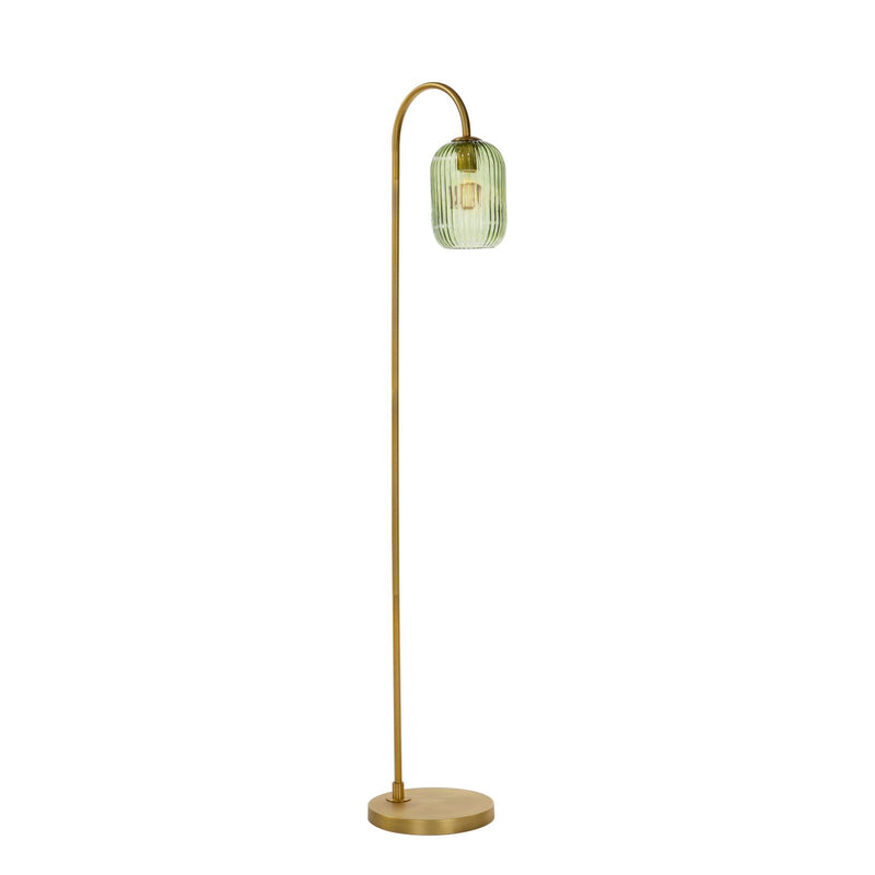 Dar Lighting Idra Floor Lamp Aged Bronze and Green Ribbed Glass • IDR4963-SAW6524
