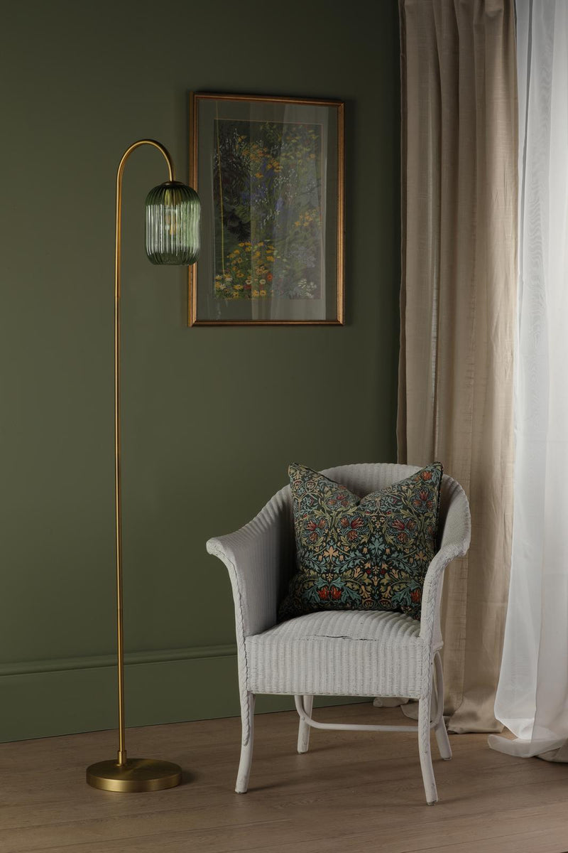 Dar Lighting Idra Floor Lamp Aged Bronze and Green Ribbed Glass • IDR4963-SAW6524