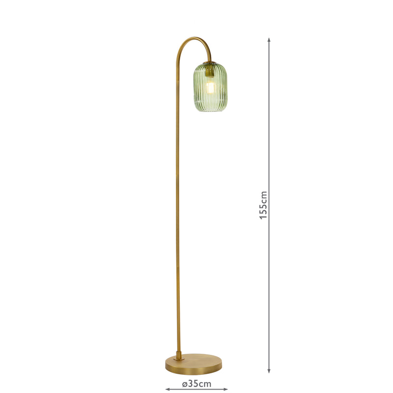 Dar Lighting Idra Floor Lamp Aged Bronze and Green Ribbed Glass • IDR4963-SAW6524
