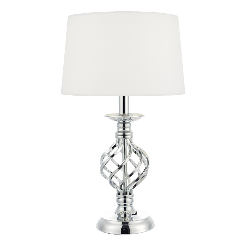 Dar Lighting Iffley Touch Table Lamp Polished Chrome Twist Cage Base With Shade - Small • IFF4150
