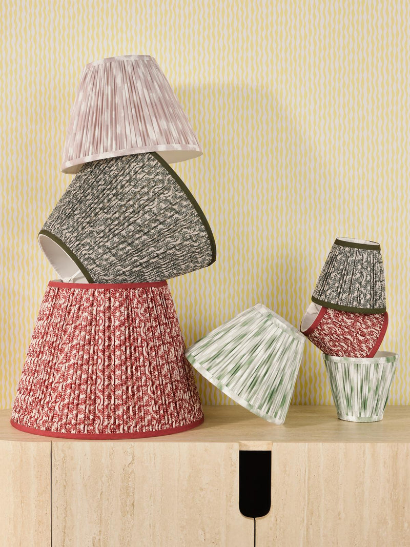 Dar Lighting Ikat Green Cotton Empire Shade 30cm 30cm • IKA1224