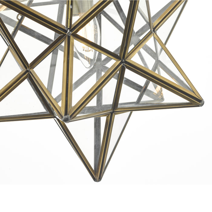 Dar Lighting Ilario Large Star Pendant Antique Brass & Glass • ILA8675