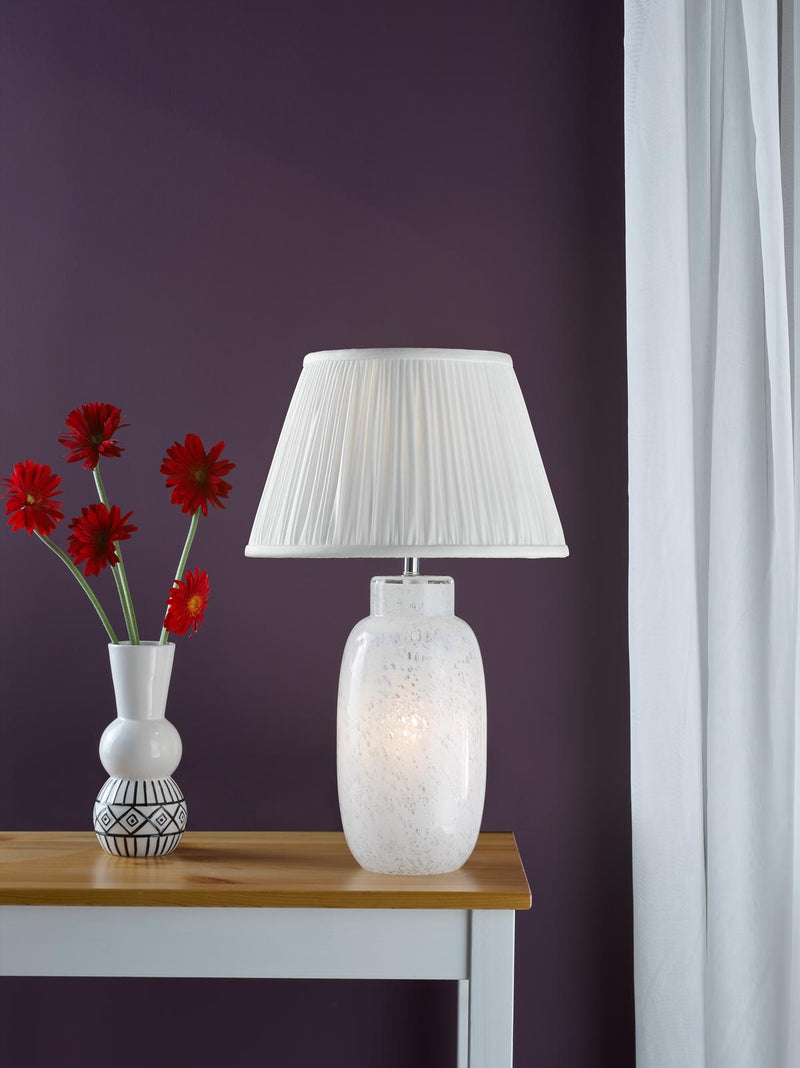 Dar Lighting Ileana Table Lamp White Glass With Shade • ILE422-ULY1615