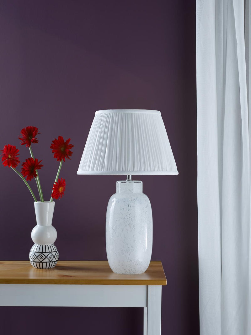 Dar Lighting Ileana Table Lamp White Glass With Shade • ILE422-ULY1615