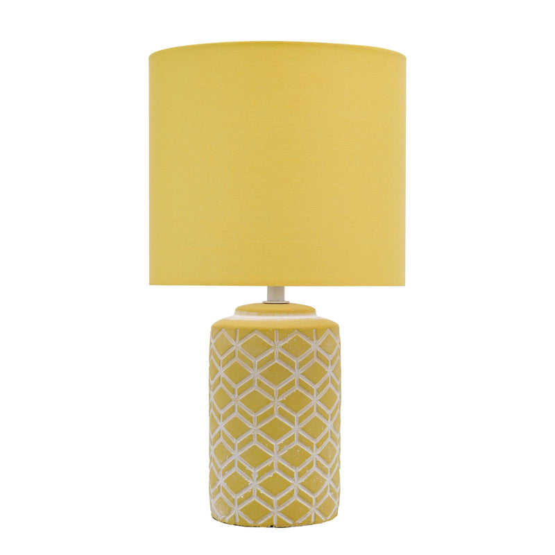 Dar Lighting Ilona Ceramic Table Lamp Yellow With Shade • ILO4211