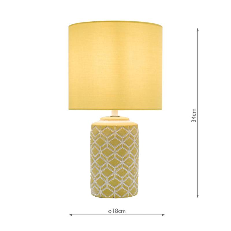 Dar Lighting Ilona Ceramic Table Lamp Yellow With Shade • ILO4211