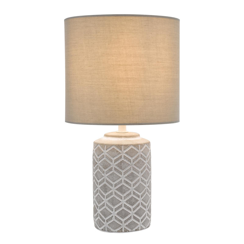 Dar Lighting Ilona Ceramic Table Lamp Grey With Shade • ILO4239