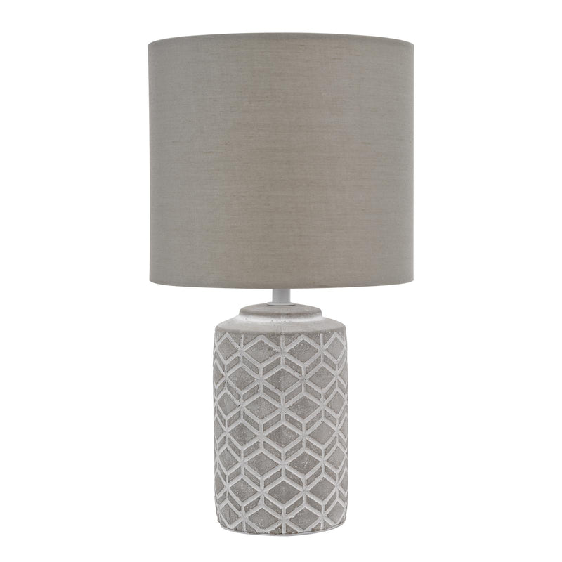 Dar Lighting Ilona Ceramic Table Lamp Grey With Shade • ILO4239