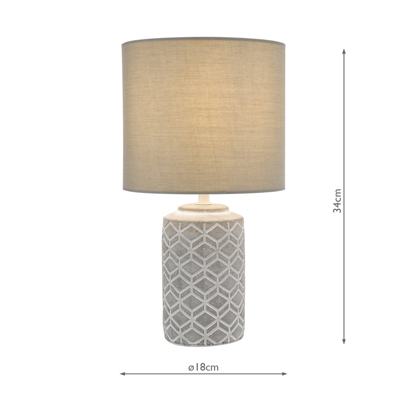 Dar Lighting Ilona Ceramic Table Lamp Grey With Shade • ILO4239