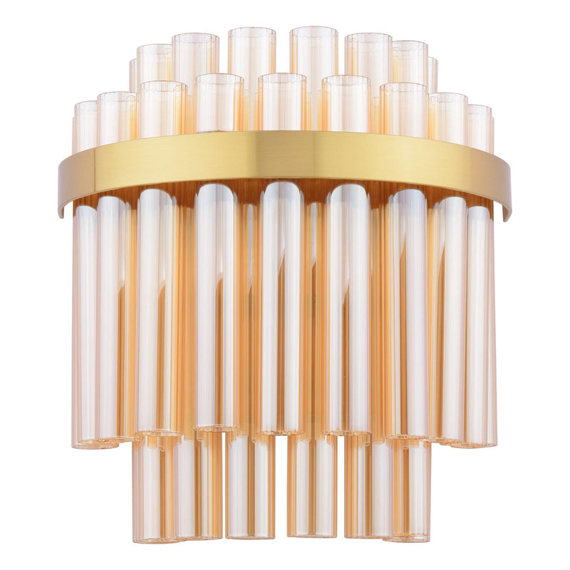 Dar Lighting Imani 2 Light Wall Light Natural Brass and Champagne Glass • IMA0935