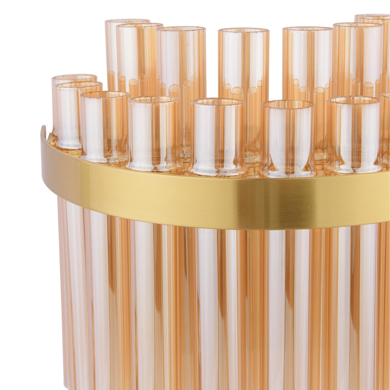 Dar Lighting Imani 2 Light Wall Light Natural Brass and Champagne Glass • IMA0935