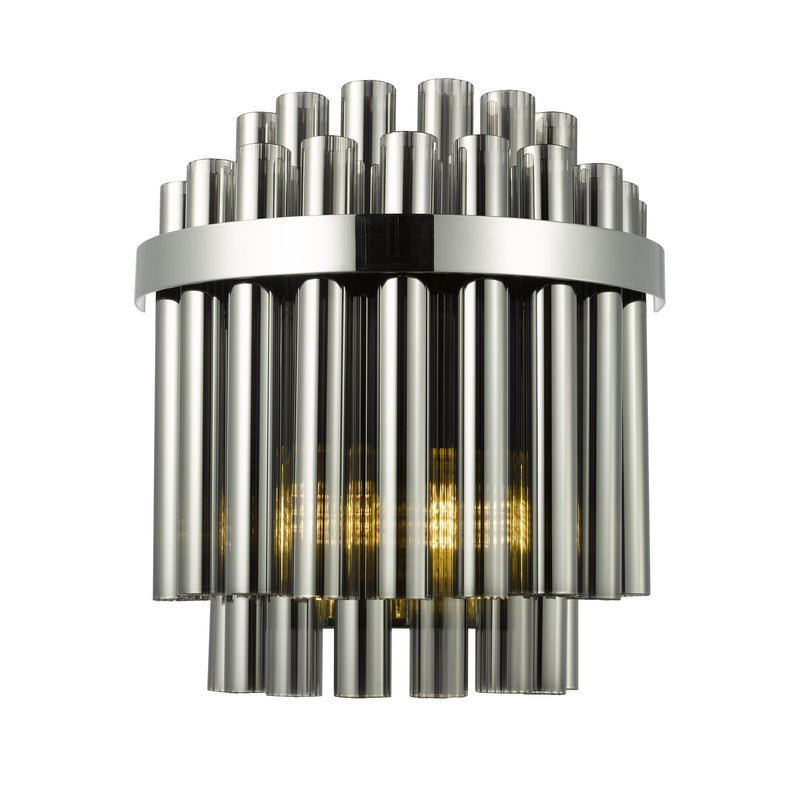 Dar Lighting Imani 2 Light Wall Light Polished Chrome and Smoked Ribbed Glass • IMA0950