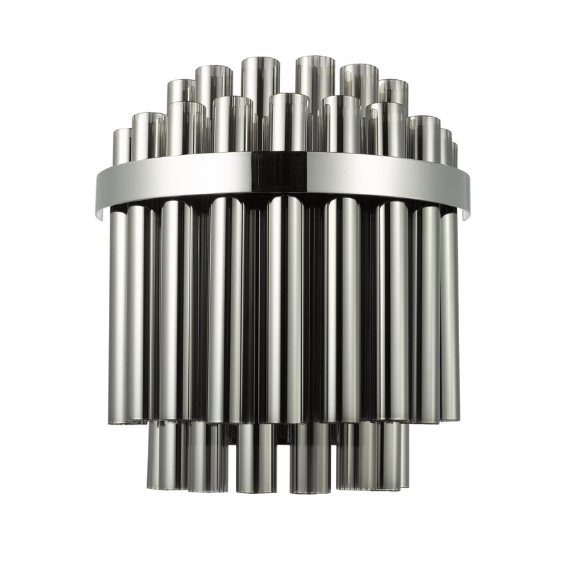 Dar Lighting Imani 2 Light Wall Light Polished Chrome and Smoked Ribbed Glass • IMA0950