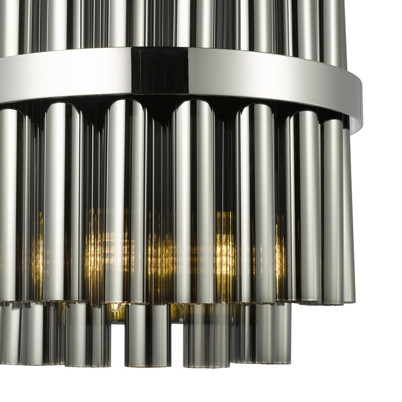 Dar Lighting Imani 2 Light Wall Light Polished Chrome and Smoked Ribbed Glass • IMA0950