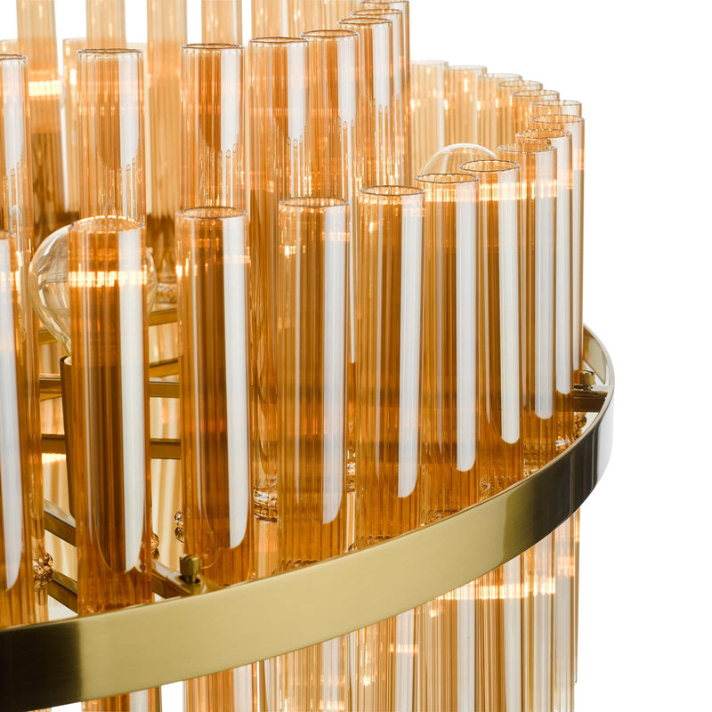 Dar Lighting Imani 16 Light Pendant Natural Brass and Champagne Glass • IMA1635