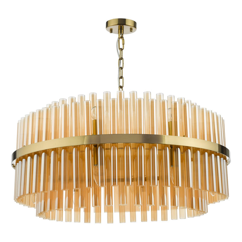 Dar Lighting Imani 16 Light Pendant Natural Brass and Champagne Glass • IMA1635