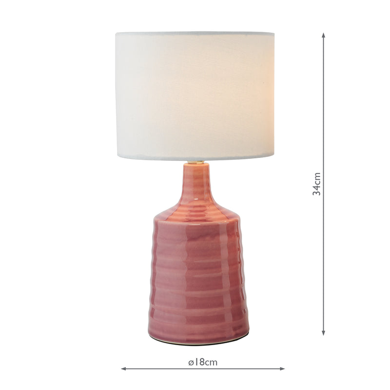 Dar Lighting Inci Table Lamp Pink With Shade • INC4003