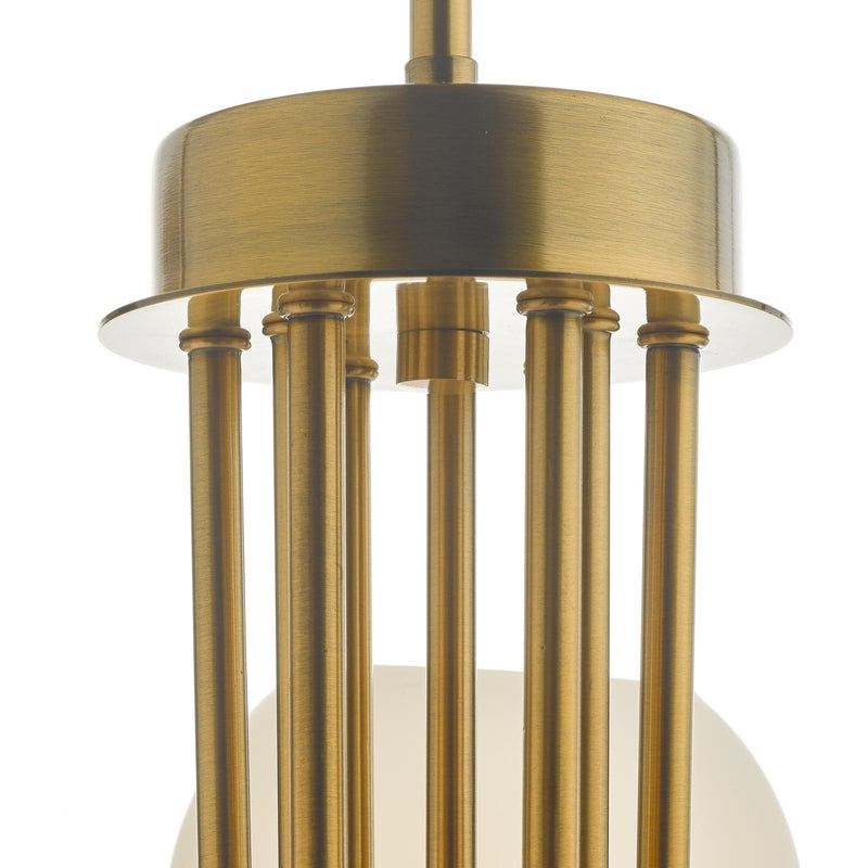 Dar Lighting Indra 9 Light Pendant Natural Brass and Opal Glass • IND1335