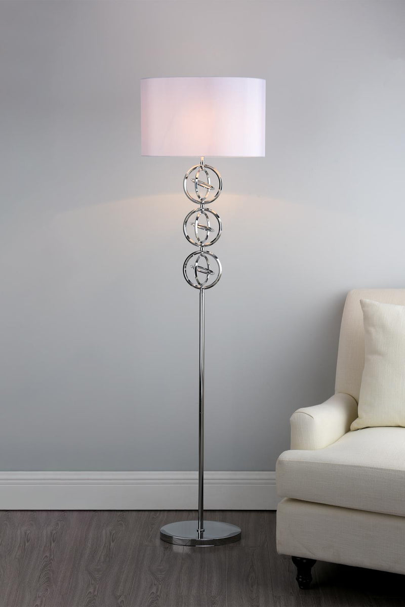 Dar Lighting Innsbruck Floor Lamp Polished Chrome With Shade • INN4950