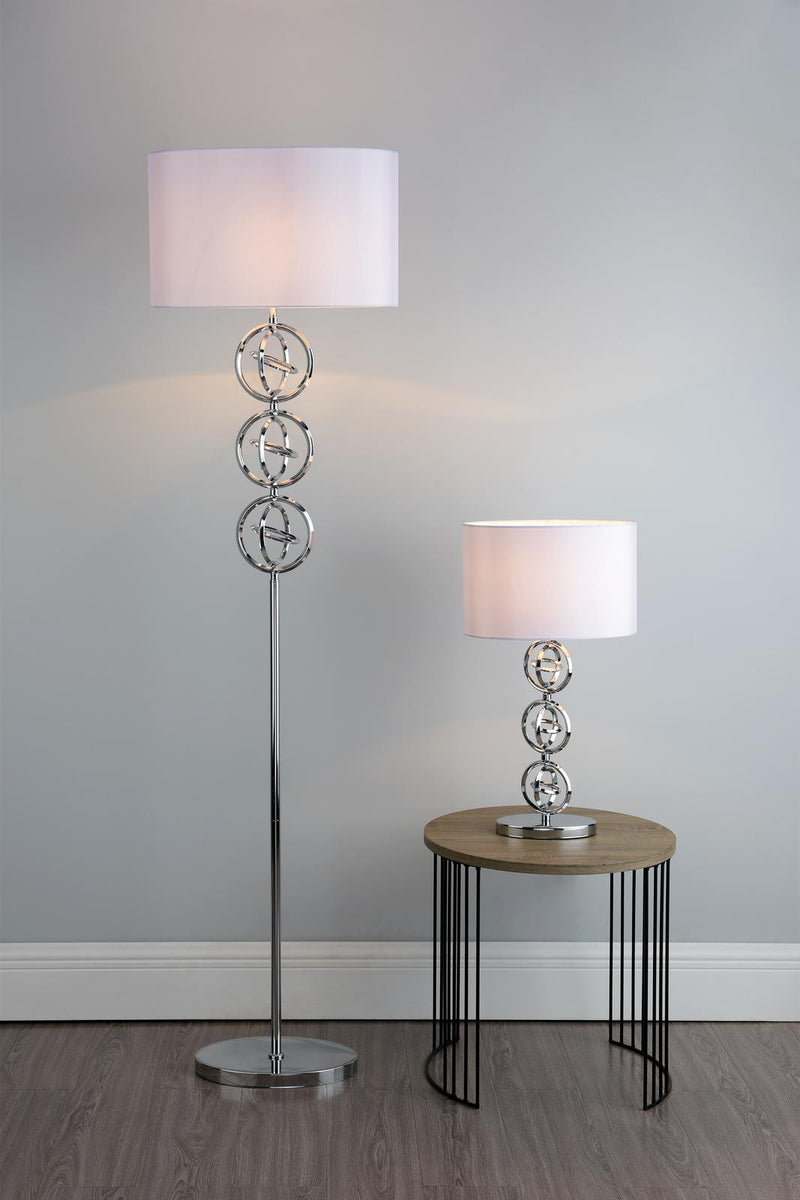 Dar Lighting Innsbruck Floor Lamp Polished Chrome With Shade • INN4950