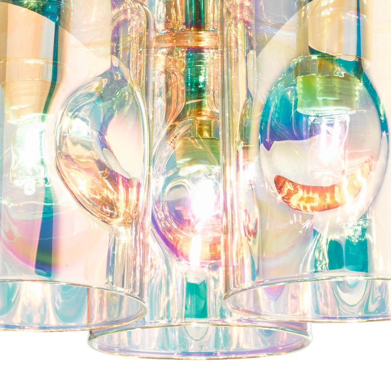 Dar Lighting Inter 3 Light Flush Pol Chrome & Iridised Glass • INT5350
