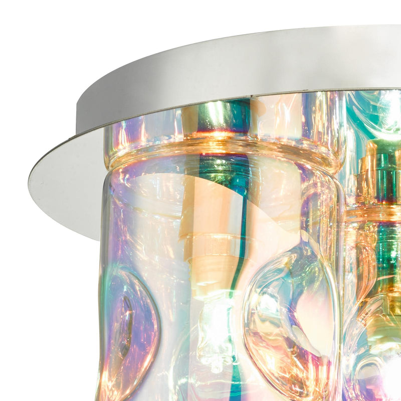 Dar Lighting Inter 3 Light Flush Pol Chrome & Iridised Glass • INT5350