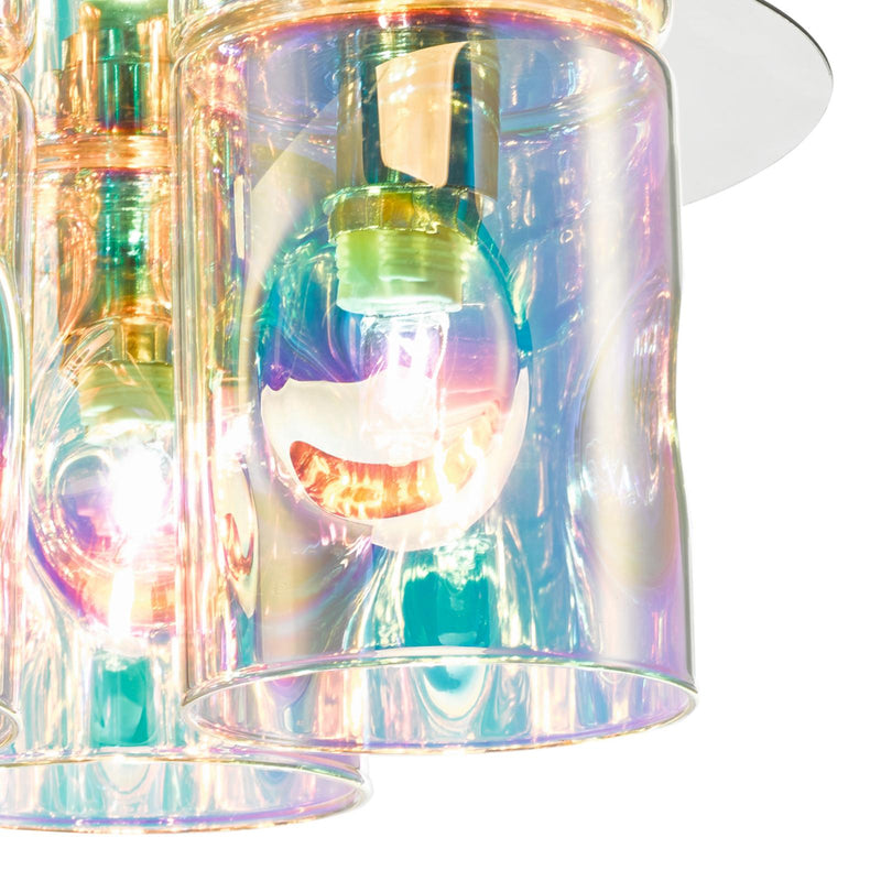 Dar Lighting Inter 3 Light Flush Pol Chrome & Iridised Glass • INT5350