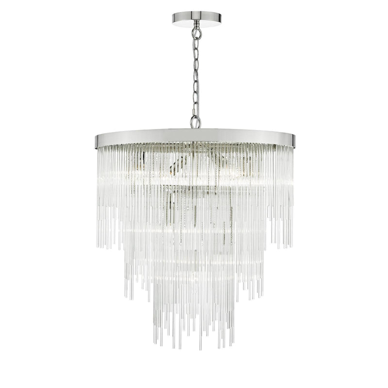 Dar Lighting Isla 7lt Pendant Polished Chrome & Clear Glass Rods • ISL3450