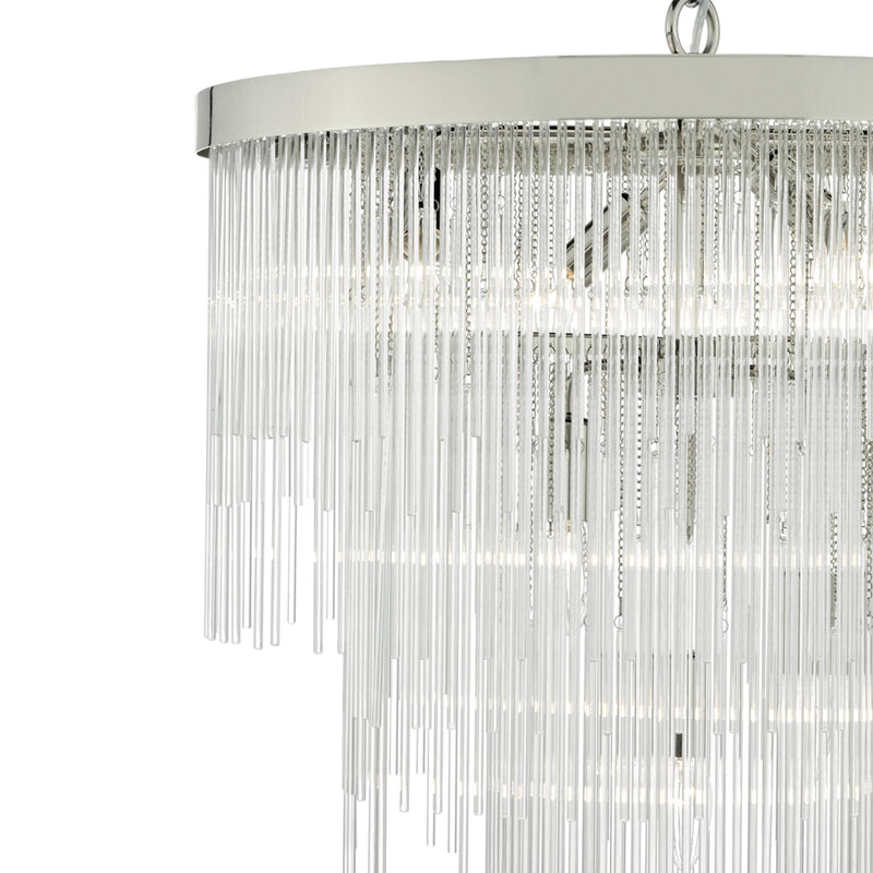 Dar Lighting Isla 7lt Pendant Polished Chrome & Clear Glass Rods • ISL3450